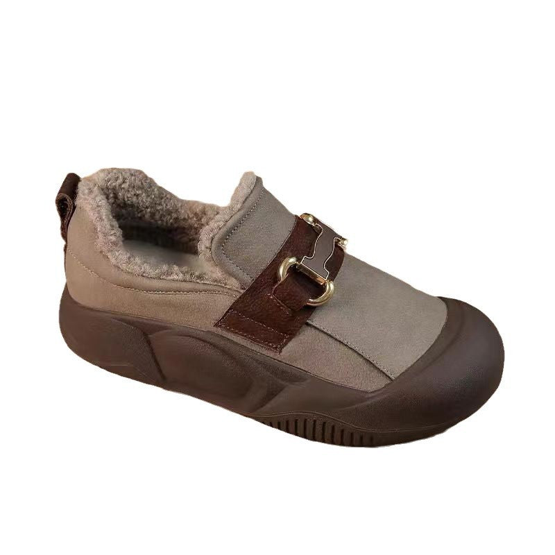 Damen Komfortable und warme Hausschuhe mit stylischem Riemen und kuscheligem Innenfutter R&B