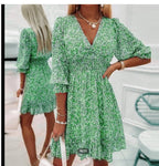 Damen Fließendes Maxikleid mit V-Ausschnitt und Rüschensaum R&B