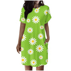 Damen lässiges Sommerkleid mit Blumenmuster und praktischen Taschen R&B