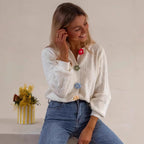 Damen Strickjacke mit kreativen Knopfdetails und strukturiertem Muster R&B