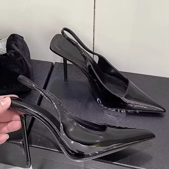 Damen spitze Slingback-Pumps mit glänzender Oberfläche R&B