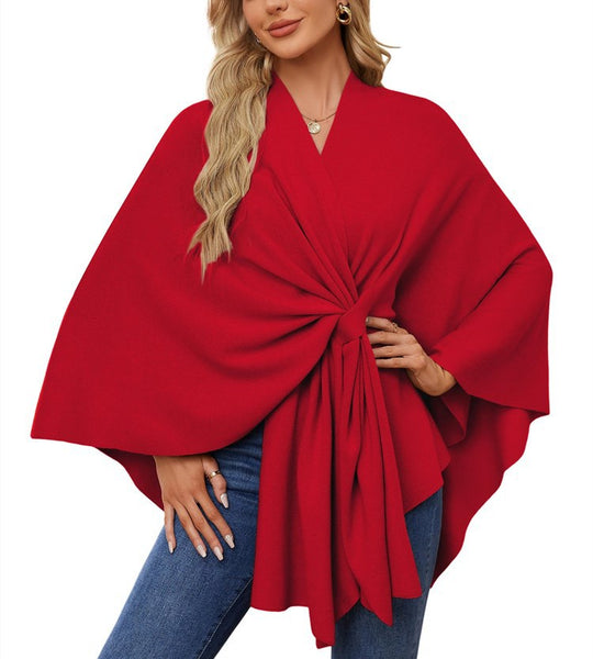 Damen Eleganter Wickelpullover mit asymmetrischem Schnitt R&B