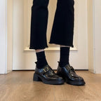 Damen Schnürschuhe mit glamourösem Schnallenverschluss und komfortablem Blockabsatz