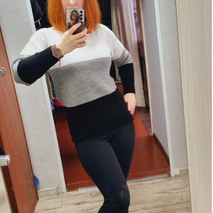 Damen Gemütlicher Strickpullover mit Farbblockdesign R&B