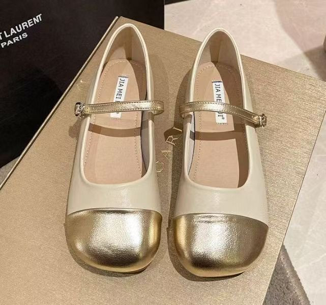 Damen Ballerinas mit elegantem Riemen und glänzender Zehenkappe R&B
