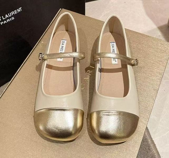 Damen Ballerinas mit elegantem Riemen und glänzender Zehenkappe R&B