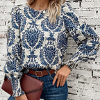 Damen Bluse mit floralem Muster und Puffärmeln
