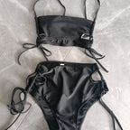 Damen Bikini-Set mit hohem Bund und modischem Knotendetail R&B