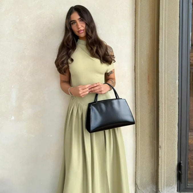 Damen elegantes Maxikleid mit asymmetrischem One-Shoulder-Design und schwingendem Rock R&B