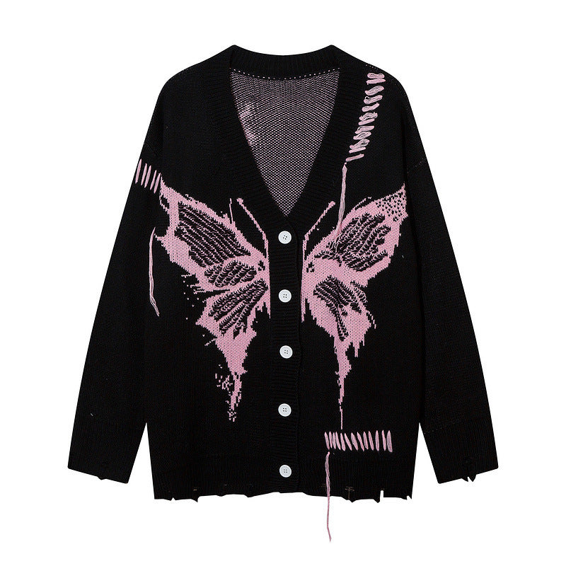 Damen Strickjacke mit kreativem Schmetterlingsdesign und lässigem Schnitt R&B