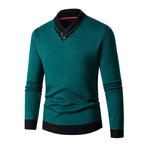 Herren eleganter V-Ausschnitt Pullover mit modischem Kragen R&B