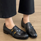 Damen elegante Mokassins mit modischen Doppelschnallen R&B