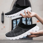Damen Bequeme und atmungsaktive Slipper mit elastischem Strickoberteil