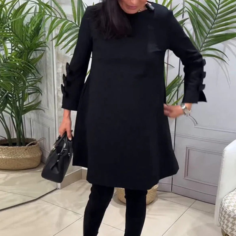 Damen nan A-Linien-Tunika-Kleid mit gestuften Zierlaschenärmeln R&B