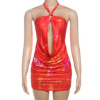 Damen Mini Kleid mit schickem Wickeldesign und tiefem Ausschnitt R&B