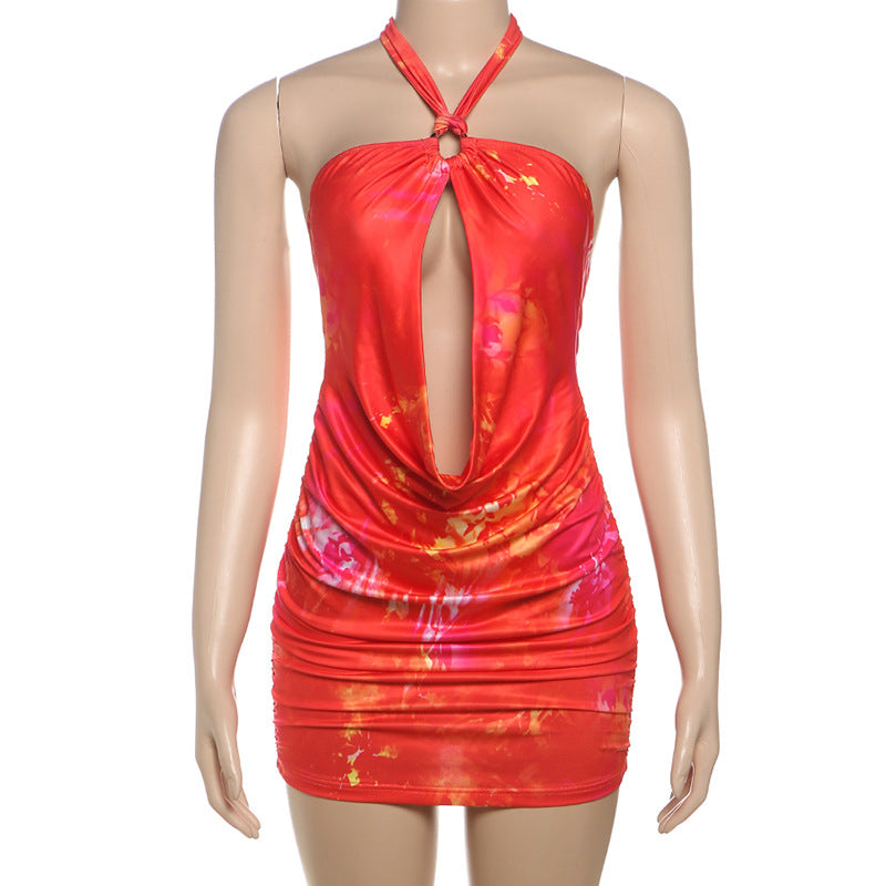 Damen Mini Kleid mit schickem Wickeldesign und tiefem Ausschnitt R&B