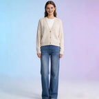 Damen Weite High-Waist Jeans mit klarer Schnittführung