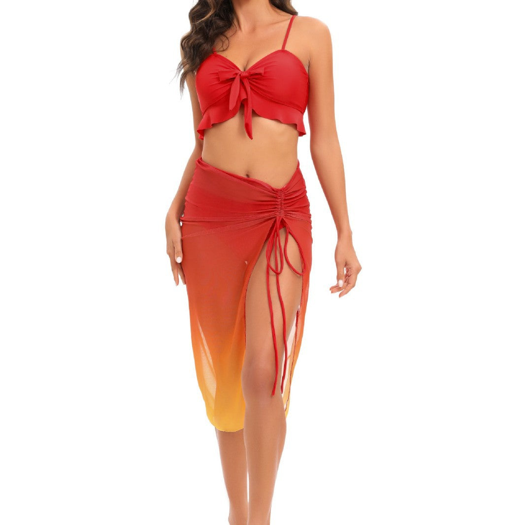 Damen Bikini-Set mit Rüschendetails und hoch taillierten Shorts R&B