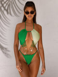 Damen Verführerischer Hochgeschnittener Bikini mit Kettendetails