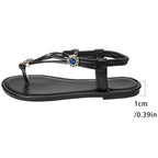 Damen Elegante Zehentrenner-Sandalen mit dekorativer Schmuckverzierung EB