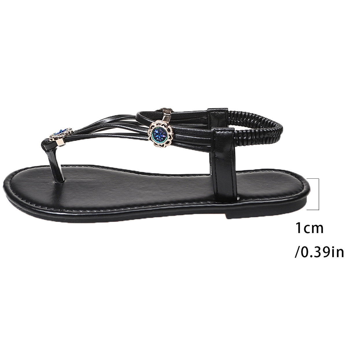 Damen Elegante Zehentrenner-Sandalen mit dekorativer Schmuckverzierung EB