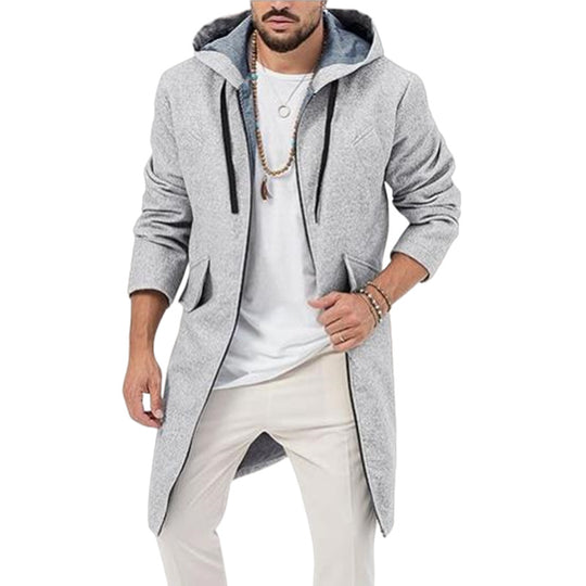 Herren modische Langjacke mit Kapuze R&B
