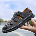 Herren Atmungsaktive Ledersandalen mit komfortablem Klettverschluss R&B