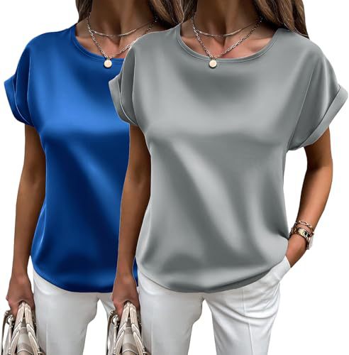 R&B | Satin-T-Shirt mit Umgeschlagenen Ärmeln für Damen