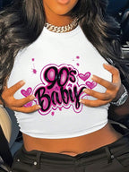 Damen Crop Top mit 90er Jahre Aufdruck R&B