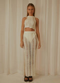 Damen gehäkeltes Crop-Top und Maxi-Rock-Set R&B