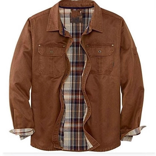 Herren Hemdjacke mit kariertem Innenfutter und praktischen Brusttaschen R&B