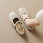 Damen Ballerinas mit durchgehendem Gummizug und dekorativem Riemchen
