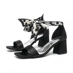 Damen elegante Sandalen mit modischer Schleifenverzierung und komfortablem Blockabsatz R&B