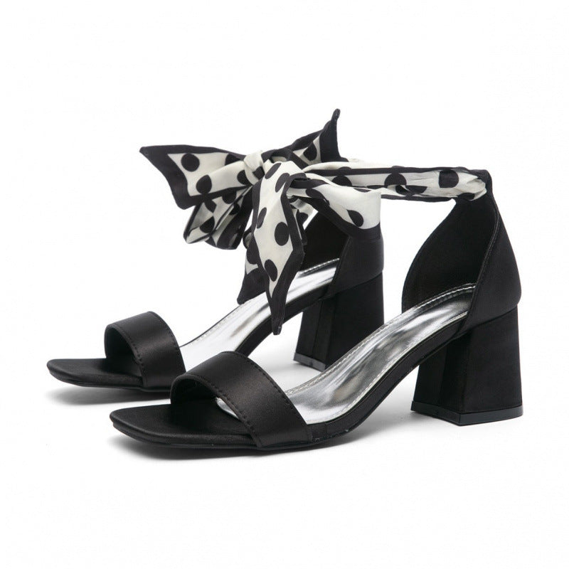 Damen elegante Sandalen mit modischer Schleifenverzierung und komfortablem Blockabsatz R&B