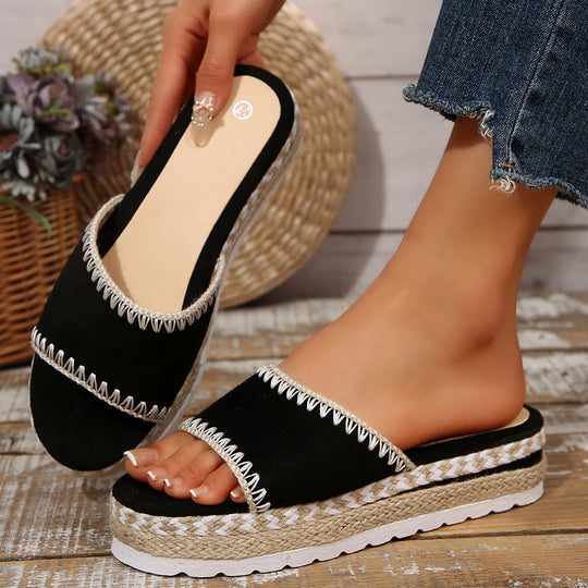 Damen Espadrille-Slipper mit geflochtenem Absatz R&B