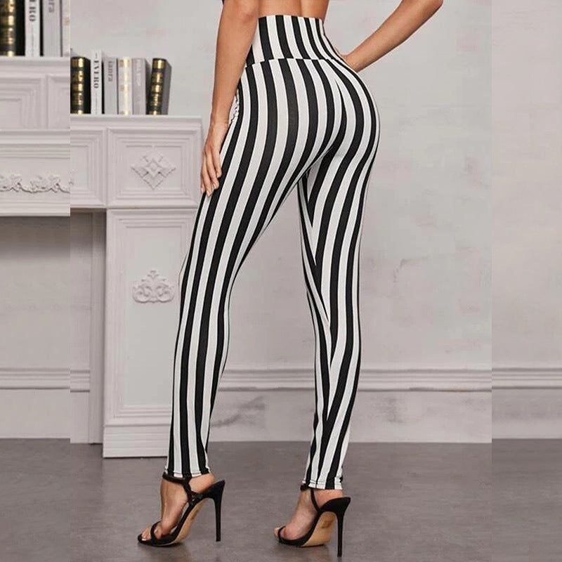 Damen Hochtaillierte Leggings mit grafischem Streifenmuster und figurformendem Schnitt R&B
