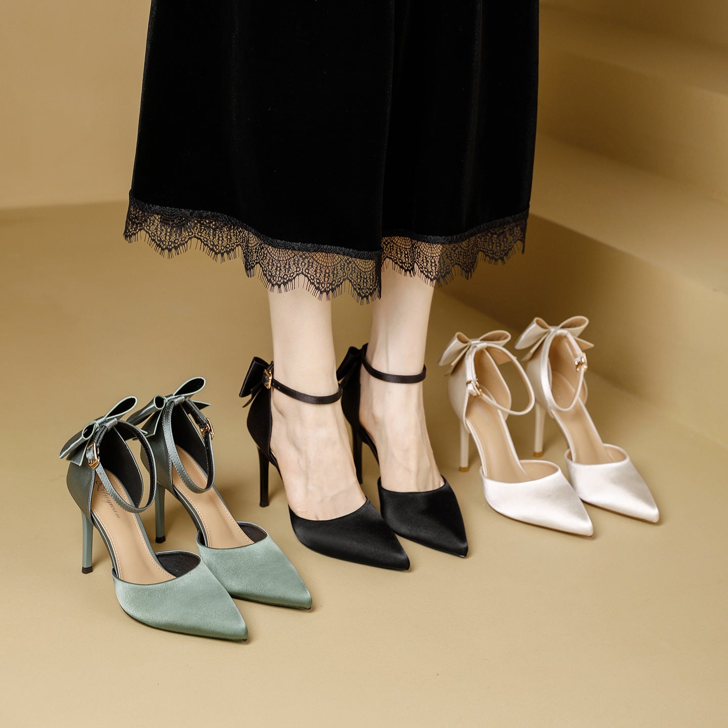 Damen schicke High Heels mit dekorativem Schleifenverschluss