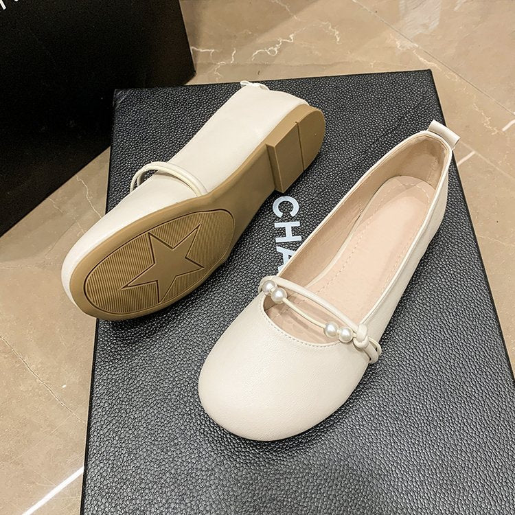 Damen Ballerinas mit elegantem Perlenschmuck