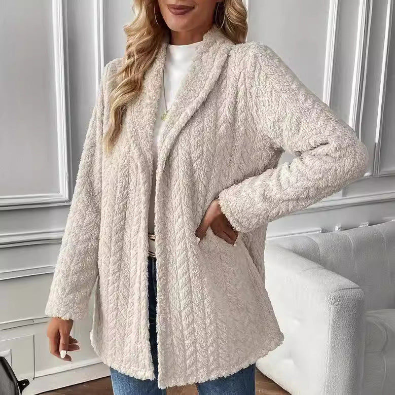 Damen Elegante und lässige Plüsch-Jacke mit strukturiertem Design R&B