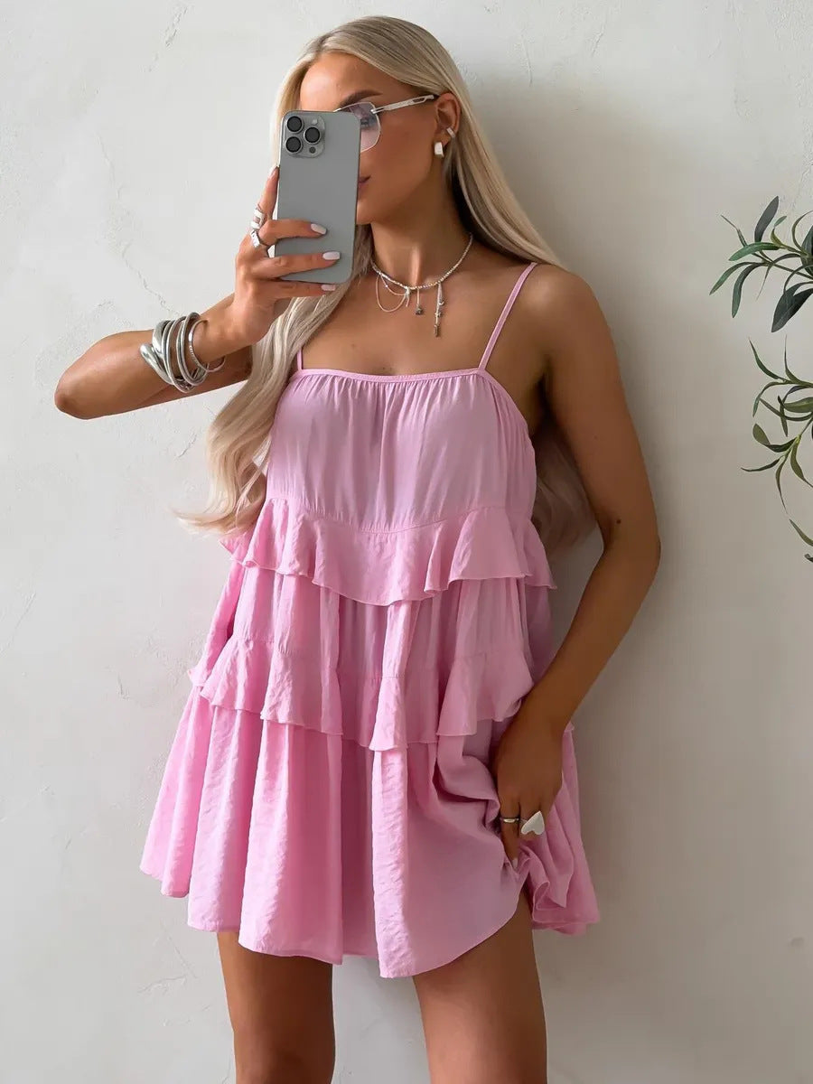 Damen Verspieltes Puffkleid aus leichtem Baumwollmaterial mit Rüschendetails R&B
