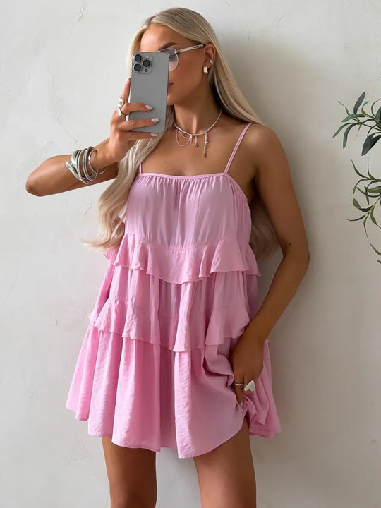 Damen Verspieltes Puffkleid aus leichtem Baumwollmaterial mit Rüschendetails R&B