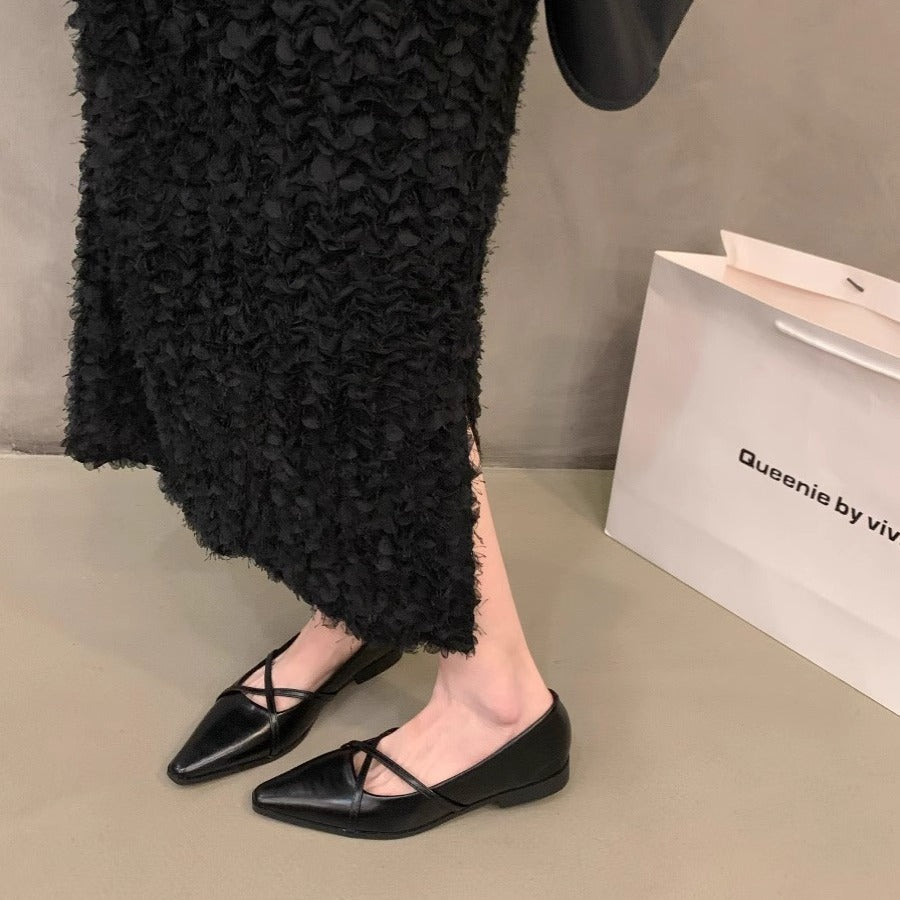 Damen elegante Ballerinas mit gekreuztem Riemchen R&B