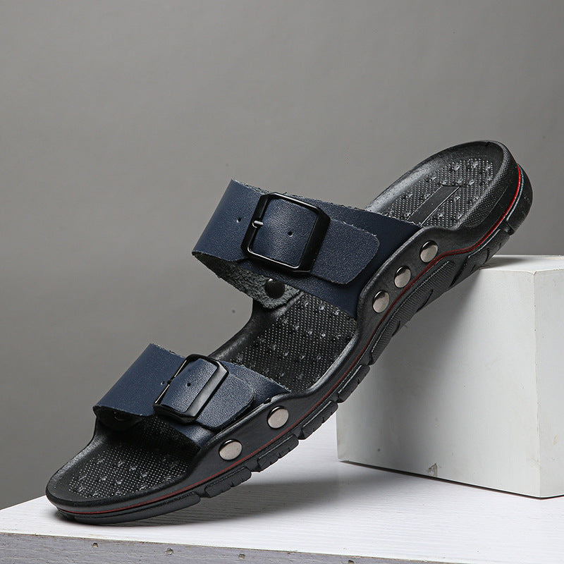Herren Bequeme Leder-Sandalen mit verstellbaren Riemen R&B