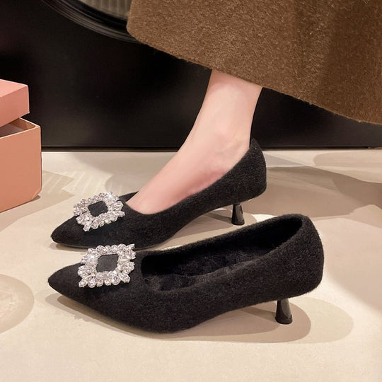 Damen elegante Spitzen-Pumps mit Schmuckdetail R&B
