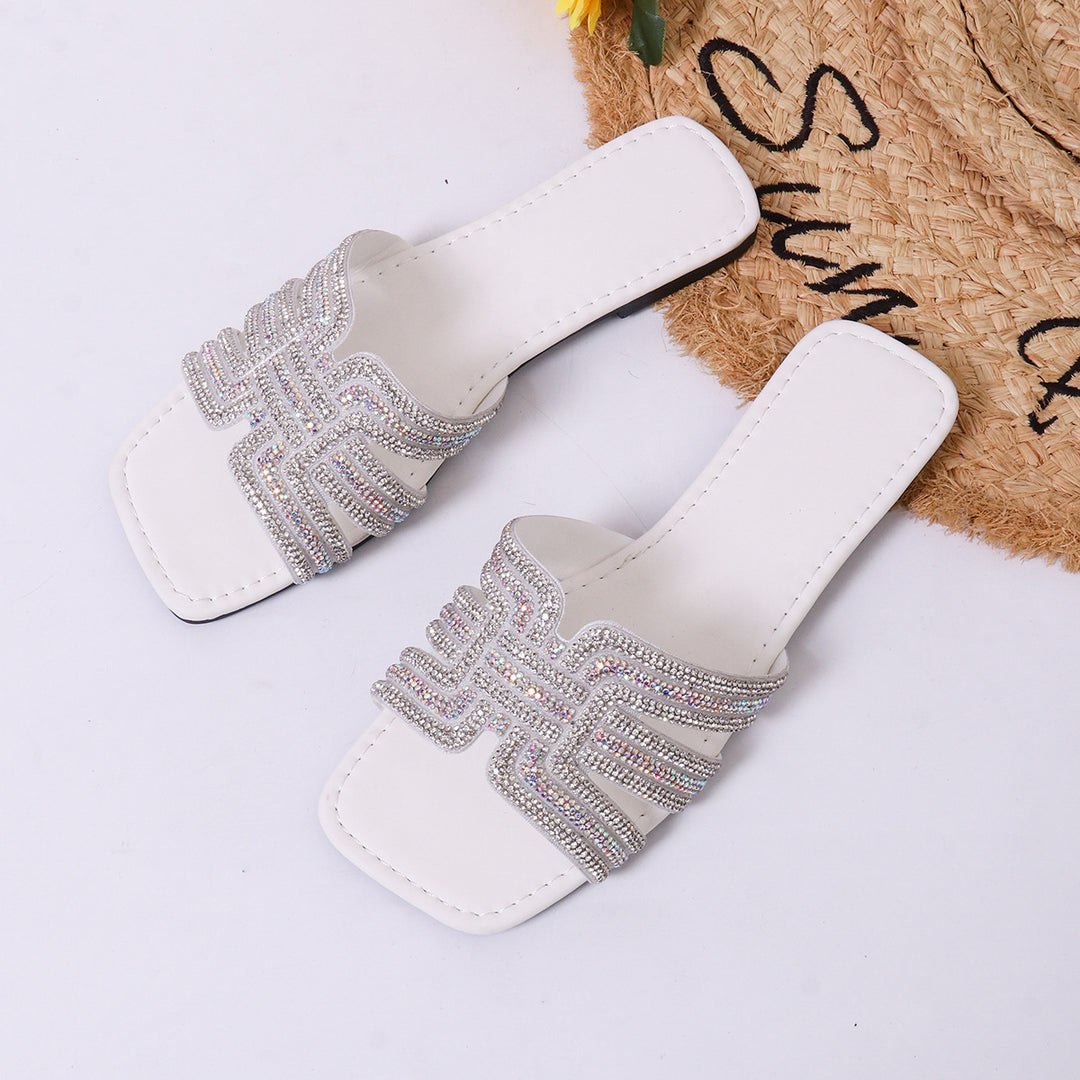 Damen elegante Strandsandalen mit glitzernden Applikationen R&B