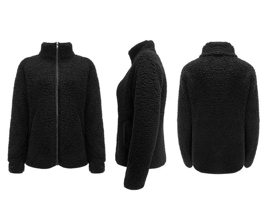 Damen Fleecejacke mit hohem Kragen und seitlichen Reißverschlusstaschen R&B