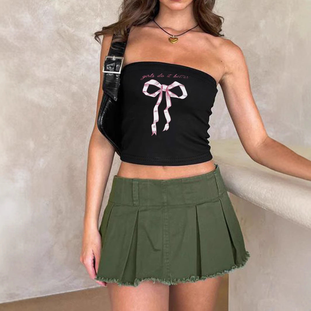 Damen Bandeau-Oberteil mit fruchtigem Motiv und figurbetontem Schnitt R&B