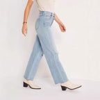 Damen Weite High-Waist Jeans mit Destroyed-Optik