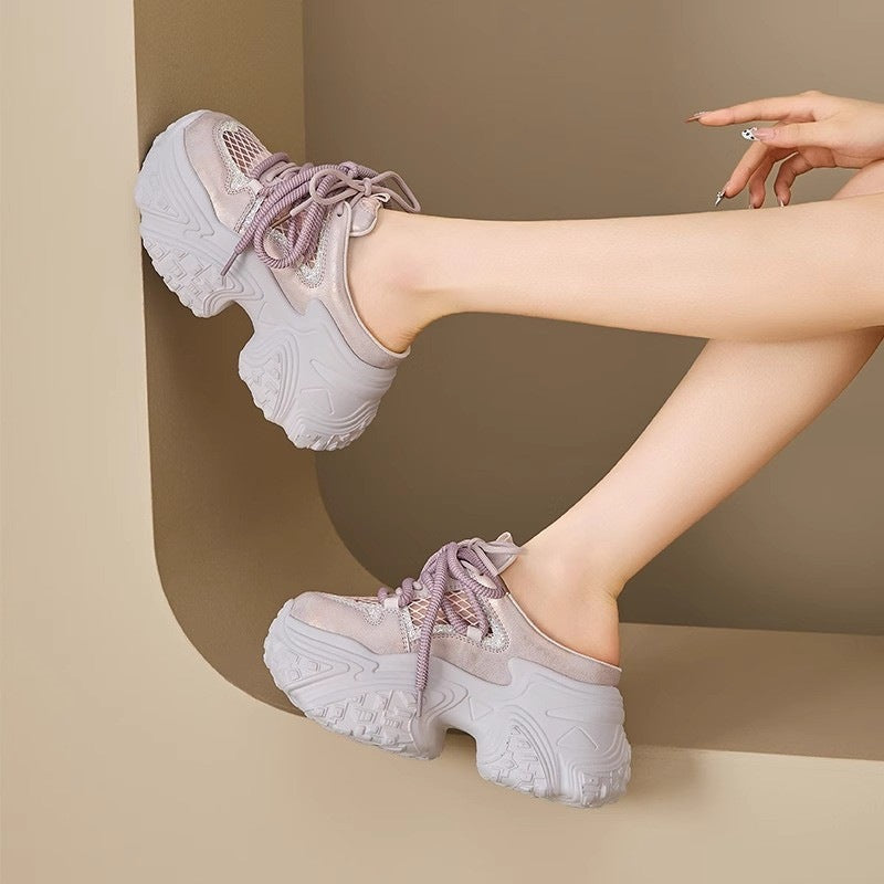 Damen Sportliche Sneakers mit hohem Plateau und atmungsaktiver Netzstruktur R&B