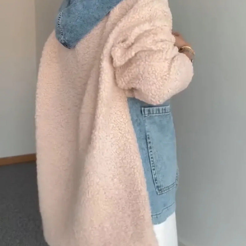 Damen Kuschelige Teddyjacke mit Reißverschluss und Kapuze R&B